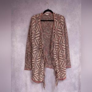 Lucky brand fringe open sweater size small